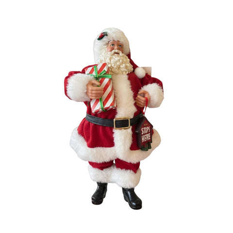 Babbo Natale con Dono – Statuina Natalizia in Resina 30cm | Decorazione Realistica e Idea Regalo