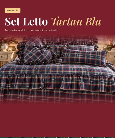 Set Letto Natalizio Tartan Blu – Kaluka Shabby Chic