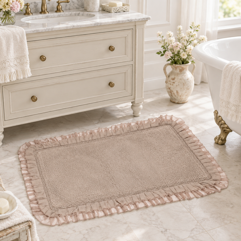 Tappeto Bagno in Cotone con Doppia Gala - Collezione Bagno Chiaro by Blanc Mariclò, 50x110 cm