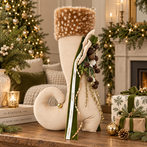 Calza di Natale dell'Elfo Imbottita – La Boutique dell'Elfo by Mata Creazioni, 35x14x55 cm