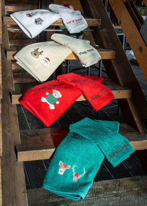 Set Spugna “I Natalini” 1+1 Ricamato – Varianti Teddy e Santa