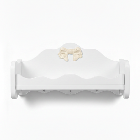 Estante para tarros con lazo en relieve – 52x17x20 cm – Hecho a mano en estilo shabby chic, personalizable