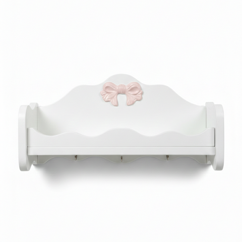 Estante para tarros con lazo en relieve – 52x17x20 cm – Hecho a mano en estilo shabby chic, personalizable