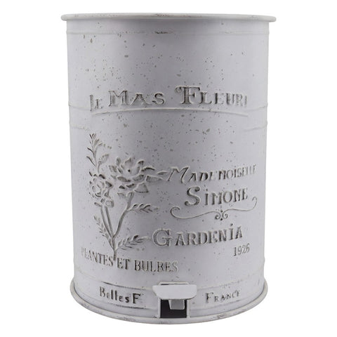 Bidone a Pedale da Bagno e Cucina in Metallo Bianco Anticato - Clayre & Eef, 34x44x45 cm