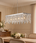 Lampada a Sospensione Classica in Ottone e Ferro Cromato con Strass – Bonetti Illumina Penelope, 2, 4 e 6 Luci ambientata