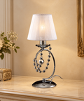 Lampada da Tavolo Classica in Ferro Cromato o Dorato con o senza Paralumi – Bonetti Illumina Magda, 1 Luce, Ø13 cm ambientata