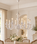 Lampadario Shabby Chic in Legno Bianco o Avorio e Foglia Oro – Bonetti Illumina Leonardo, 3, 5, 6 e 8 Luci ambientata