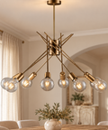 Plafoniera Moderna in Ferro Bronzato Spazzolato – Bonetti Illumina Polish, 5 e 8 Luci ambientata