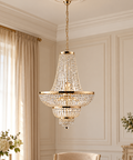 Lampadario Classico in Ferro e Ottone Dorato o Cromato con Strass – Bonetti Illumina Mozart, 5, 8 e 10 Luci ambientata
