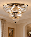 Plafoniera Classica in Ferro e Ottone Dorato o Cromato con Strass – Bonetti Illumina Mozart, 6 e 8 Luci ambientata