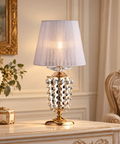 Lampada da Tavolo Classica in Ferro e Ottone Dorato o Cromato con Paralume – Bonetti Illumina Mozart, 1 Luce, Ø20 cm ambientata