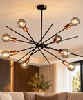 Plafoniera Moderna in Ferro Cromo Nero e Rame – Bonetti Illumina Bloom, 5, 7 e 8 Luci ambientata