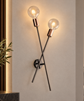 Applique Moderna in Ferro Cromo Nero e Rame – Bonetti Illumina Bloom, 2 Luci ambientata