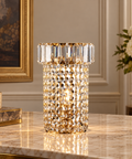 Lampada da Tavolo Classica in Ferro e Ottone Dorato con Strass – Bonetti Illumina Vladimir, 1 Luce, Ø18 cm ambientata