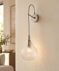 Applique Moderna con Vetri Pyrex Trasparenti, Ambra o Grigi – Bonetti Illumina Pluvia, 1 Luce ambientata