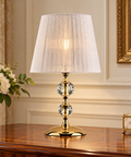 Lampada da Tavolo Classica in Ferro Dorato e Cristallo – Bonetti Illumina Ruben, 1 Luce ambientata