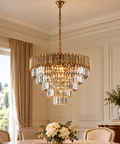 Lampadario Classico in Ferro Dorato con Strass – Bonetti Illumina Ravel, 9 Luci, Ø62 cm ambientata
