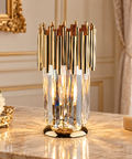 Lampada da Tavolo Classica in Ferro Dorato con Strass – Bonetti Illumina Ravel, 1 Luce, Ø16 cm ambientata