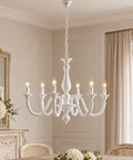 Lampadario Shabby Chic in Legno Bianco Shabby o Oro Antico – Bonetti Illumina Lucca, 3, 5 e 6 Luci ambientata