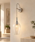 Applique Moderna con Vetri Pyrex Trasparenti, Ambra o Grigi – Bonetti Illumina Ares, 1 Luce ambientata