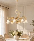Lampadario Shabby Chic in Ferro Bianco Shabby o Avorio Decapé – Bonetti Illumina Cesto, 1, 3, 5 e 8 Luci ambientata
