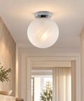 Plafoniera Moderna in Ferro con Sfera in Vetro – Bonetti Illumina Olaf, 1 Luce, Ø20 cm ambientata