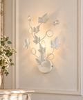 Applique Shabby Chic in Ferro Bianco o Avorio e Oro con Strass – Be Light Edera, 1 Luce ambientata