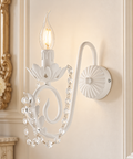 Applique Shabby Chic in Ferro Bianco o Avorio e Oro con Strass – Be Light Damasco, 1 Luce ambientata