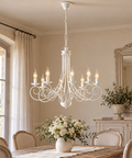 Lampadario Shabby Chic in Ferro Bianco Shabby o Nero e Rame – Be Light Alma, 3, 5 e 8 Luci ambientata