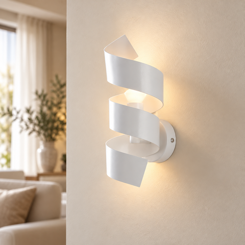 Applique Moderna in Ferro Bianco, Tortora o Grigio – Be Light Helix, 1 Luce ambientata