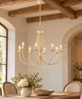 Lampadario Vintage in Ferro Avorio Decapé o Marrone e Oro – Be Light Botte, 3, 5 e 8 Luci ambientata