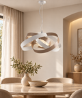 Lampada a Sospensione Moderna in Ferro Bianco e Tortora o Grigio – Be Light Vertigo, 1 Luce, Ø54 cm ambientata