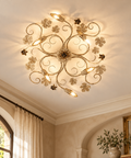 Plafoniera Vintage in Ferro Avorio o Marrone e Oro – Be Light Iris, 2, 4 e 6 Luci ambientata