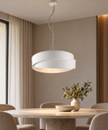 Lampada a Sospensione Moderna in Ferro Bianco, Nero o con Decoro Oro – Be Light Astro, 2 Luci, Ø46 cm ambientata