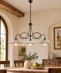Lampadario Vintage in Ferro con Diffusori in Ceramica – Be Light Bistrot, 1, 2 e 3 Luci ambientata