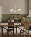 Lampadario Vintage in Ferro Marrone o Avorio e Oro con Vetri Alabastro – Be Light Forgiato, 3 e 5 Luci ambientata - foto ufficiale Bonetti