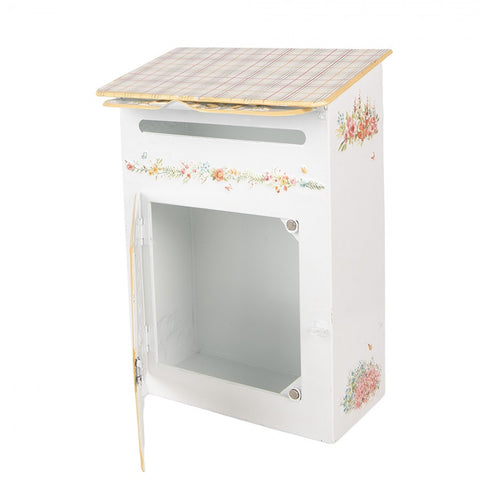 Cassetta Postale Decorativa Floreale in Metallo Bianco - Clayre & Eef, 23x13x32 cm
