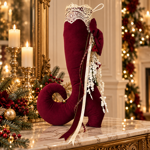 Calza di Natale dell'Elfo Imbottita – La Boutique dell'Elfo by Mata Creazioni, 35x14x55 cm