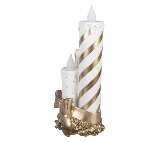 Decorazione Natalizia Set Candelabri a LED Bianco e Oro - Clayre & Eef, 19x16x41 cm