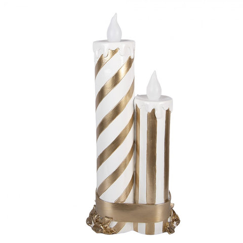 Decorazione Natalizia Set Candelabri a LED Bianco e Oro - Clayre & Eef, 19x16x41 cm