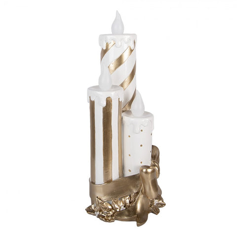 Decorazione Natalizia Set Candelabri a LED Bianco e Oro - Clayre & Eef, 19x16x41 cm