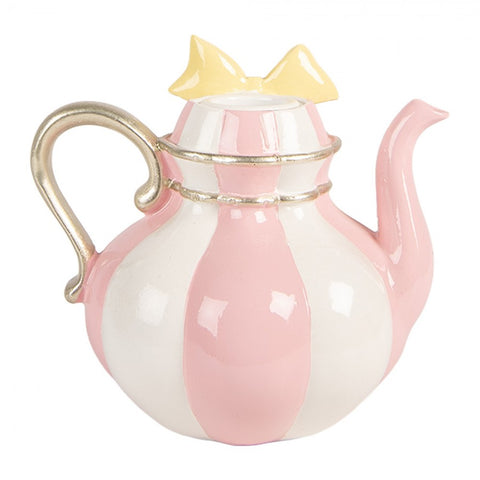 Candelabro decorativo a forma di teiera – 13x10x11 cm (rosa, plastica) by Clayre & Eef