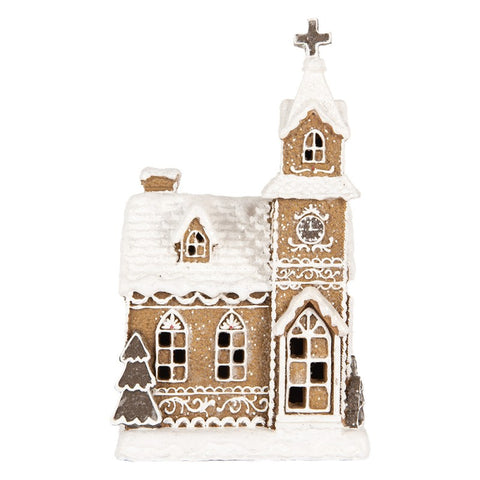 Casa di Pan di Zenzero Chiesa con LED - Clayre & Eef, 14x12x23 cm