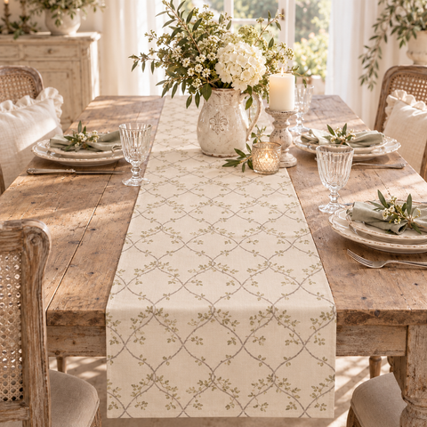 Runner Rettangolare Assortito in Cotone – Collezione Rami d'Amore by Blanc Mariclò, 45x140cm
