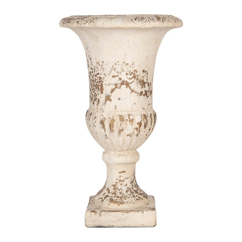 Vaso Decorativo ad Anfora Beige Effetto Anticato - Clayre & Eef, Ø 25x42 cm