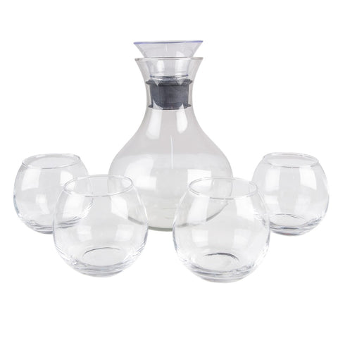 Set Caraffa con 4 Bicchieri in Vetro – Caraffa 1740 ml + Bicchieri 375 ml