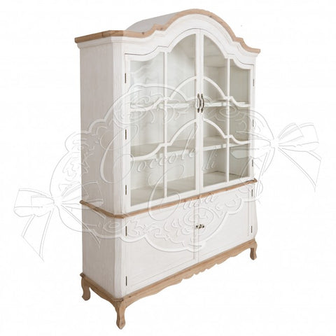 Credenza con Vetrina a Due Ante "Dea" in Legno di Abete - 155x50x210cm