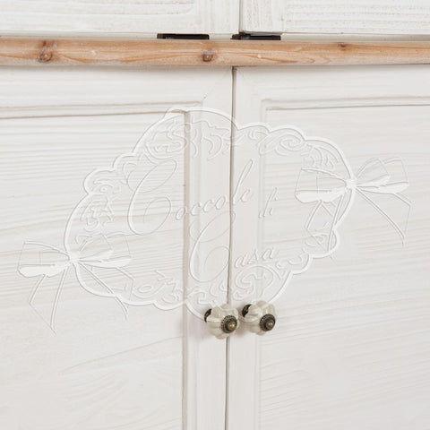 Credenza con Vetrina a Due Ante "Dea" in Legno di Abete - 155x50x210cm