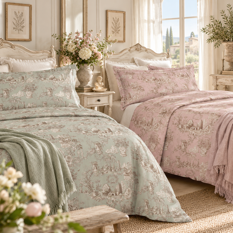 Completo Letto Matrimoniale Assortito in Cotone – Toile du Borgo Collection by Blanc MariClò