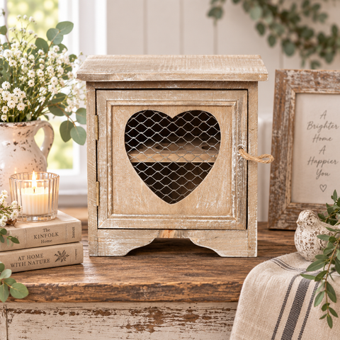 Mobile Portauova in Legno con Cuore - Clayre & Eef, 19x14x19 cm